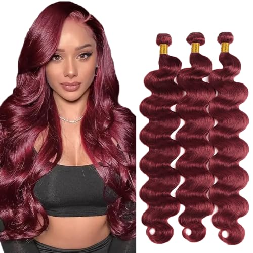 #99J Burgundy Bundles Human Hair Body Wave Bundles 34 34 34 Inch Wine Red Body Wave Bundle Human Hair Extensions Unproceesed Virgin Hair 50 Gram Per Bundle 3 Bundle