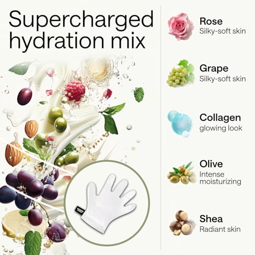 Korean Hand Mask ? Moisturizing Gloves for Dry Hands for Women & Men ? Korean Hands Moisturizer, Collagen Mask Overnight Hand Therapy with Serum, Lotion & Cream ? White Cotton Gloves for Sleeping