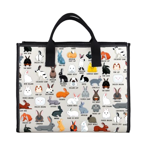 G2TUP Bunny Lover Gift Type of Rabbits Tote Bag Bunnies Owner Handbag Rabbit Lover GiftS Rabbit Fan Gift