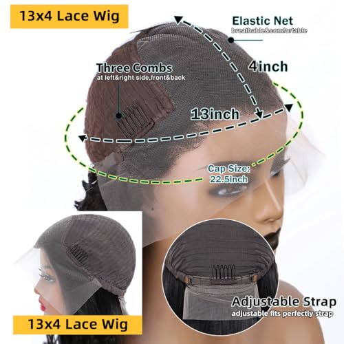 WINOW Deep Wave Lace Front Wigs Human Hair Pre Plucked 180% Density HD Transparent 13x4 Lace Frontal Wigs For Women Human Hair Lace Front Wigs Deep Curly Lace Front Wig (34 INCH)