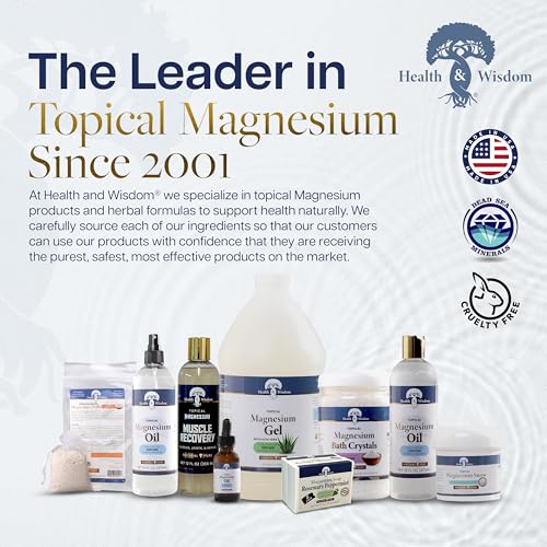 Health & Wisdom Pure Magnesium Oil with Aloe Vera - Topical Muscle & Joint Relief- Natural and Pure Skin Moisturizer - Enhanced Absorption - 128 fl oz