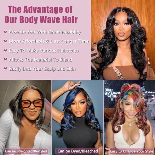 16A Raw Human Hair Bundles 20 20 22 22 Inch Body Wave Bundles Human Hair, 100% Unprocessed Brazilian Virgin Hair, Keep Texture Silky Soft After Multiple Washes, Triple Lifespan (4Bundles/200g)