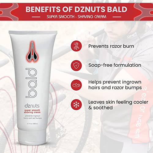 dznuts - Bald Super Smooth Shaving Cream - Prevents Razor Burns, Ingrown Hairs, Cooled and Moisturized Skin - 6.7 fl. oz, 3 Pack