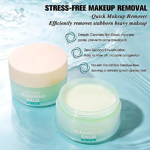 UCANBE Cleansing Balm Makeup Remover - 3.17oz, Natural Gentle, Deep Cleaning, Makeup Cleansing Balm for Waterproof Eye Face Lip Makeup, Made for All Skin Types