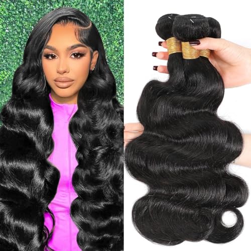 15A Human Hair Bundles 22 24 26 Inch 100% Unprocessed Brazilian Virgin Hair Quick Weave Body Wave 3 Bundles Deals Natural Black Extensions