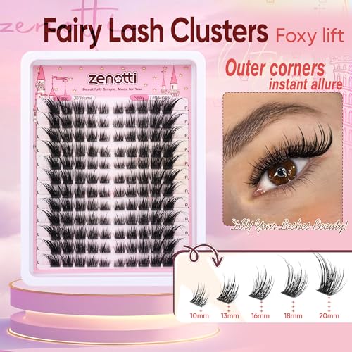 Lash Clusters Cat Eye Cluster Eyelash Extensions Wispy Fox Lashes Cluster Natural Spiky Fairy Individual Lashes Fox Eye Lash Clusters with Spikes Left & Right Eyelashes Clusters 10-20mm by zenotti