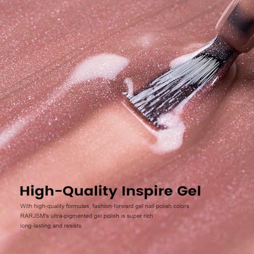 RARJSM Nude Dirty Pink Gel Nail Polish with Silver Pearl Glitter Finish Sheer Jelly Shimmer Gel Polish 15ml UV LED Soak Off Transparent Soft Color Home Salon French Manicure Varnish Curing Requires