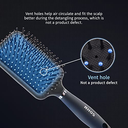 RHOS Paddle Hair Brush for Men-Detangler Brush with Nylon Bristles for Thin,Short,Thick Hairs-Square Cushion Hair Brush for Detangling,Smoothing,Massage(1 Pack-Grey)