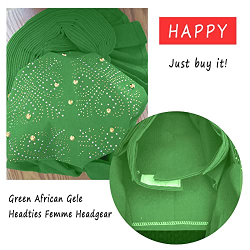 Nigerian Beads&Stones Women Turban Head Wrap African Gele Headties Femme Headgear Sewing Fashion Head Tie for Party