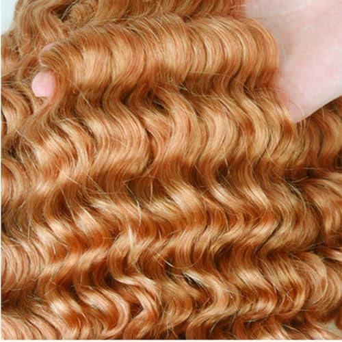 #27 Blonde Bundles Human Hair Deep Wave Bundles 34 34 34 Inch 3 Bundle Unprocessed Brazilian Virgin Hair Honey Blonde Deep Wave Human Hair Extensions 50 Gram Per Bundle