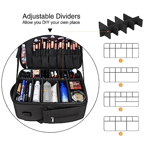 Relavel Makeup Backpack - Extra Large Train Case with 4 Pack Clear Bags, Professional Makeup Artist Kit Set Bag