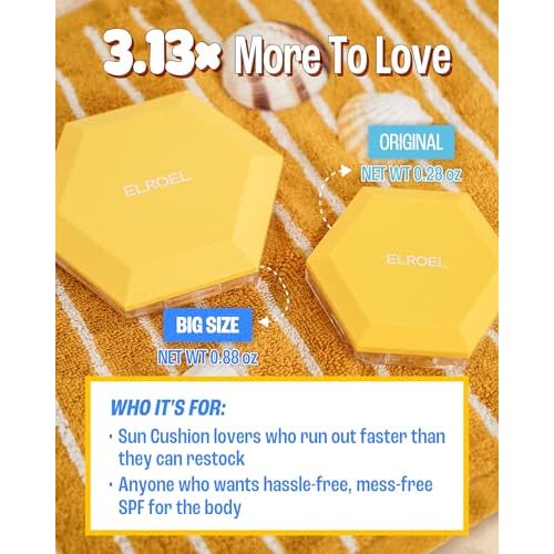 Pang Pang Big Sun Cushion Plus - Broad Spectrum SPF50+ PA++++ Korean Sunscreen Cushion for Face & Body - Hypoallergenic & Lightweight Sun Cream, No White Cast (0.88 oz)