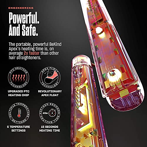 Bekind Apex 2-in-1 Hair Straightener Flat Iron | 1¡° 460¡ÆF Straightener and Curler for All Hairstyles | UltraSmooth Tech | 15s Fast Heating & Temp Memory | Gift Set for Girls Women (Apex Peach)