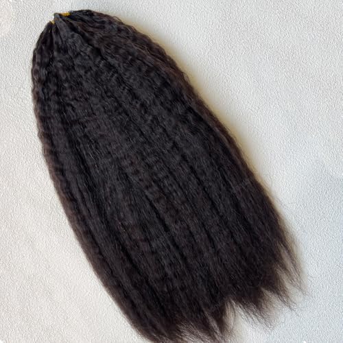 Kinky Straight Knotless Pre Separated Crochet Human Hair Extensions Pre Looped Braids Bundles With Threading Burmese Virgin Human Hair for Braiding Micro Link Meadow Hair 18inch 120g