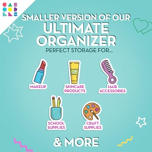 Caboodles Pretty in Petite Makeup Box, Hard Plastic Organizer Box, 2 Swivel Trays, Fashion Mirror, Secure Latch for Safe Travel