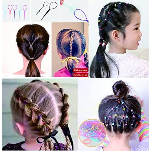 2000 PCS Clear Elastic Mini Ponytail Rubbers Ties, Soft Non-Slip Small Hair Accessories for Girls, with 2 PCS Topsy Tail Tools
