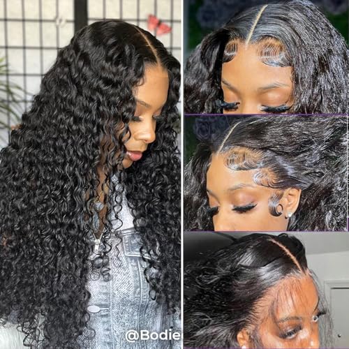 5x5 Real HD Lace Front Human Hair Wigs for Black Women 180% Density Curly Lace Closure Wig Bye-Bye-Knots With Baby Hair Natural Hairline (5x5 HD Lace Wig, 18inches)
