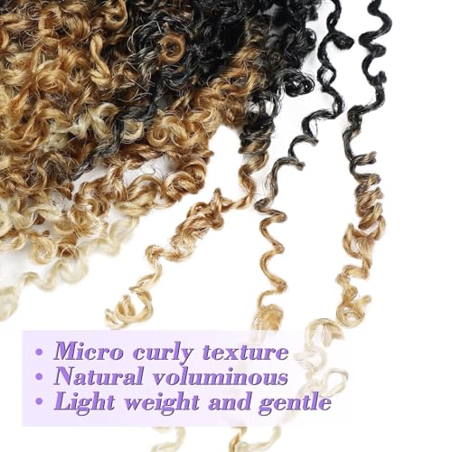 Yanky Twist Crochet Hair 11 Inch 8 Packs 30 Stands/Pcs,Pre-looped Fluffy Spring Mini Twist Passion Twist 3 Tones Ombre Blonde Synthetic crochet braids for black women(11 Inch, 1B/27/613)