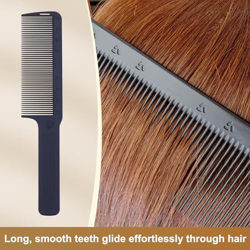 PERFEHAIR 2-Pack Professional Barber Clipper Comb for Fade Blending Flat Top Haircuts 9.4 Inch Carbon Fiber Anti-Static Heat Resistant Durable Hair Cutting Comb for Men & Women
