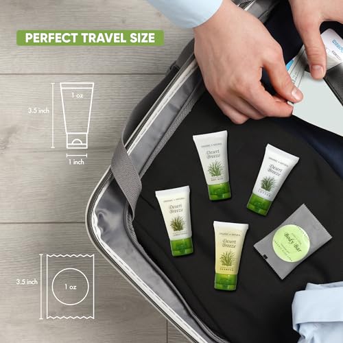 Desert Breeze Hotel Soaps & Toiletries Bulk Set | 1-Shoppe Amenities Kit | 1oz Shampoo & Conditioner, Body Wash, Lotion, Bar Soap | Travel Size | 300 Pieces