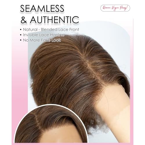 QUEEN VIRGIN REMY QVR Pixie Cut Wig Human Hair Straight Bob 13X4 Lace Front Wigs 6 Inch Side Part Short Pixie Wigs for Black Women Short Pre Cut Lace Wigs With Pre Plucked Highlights