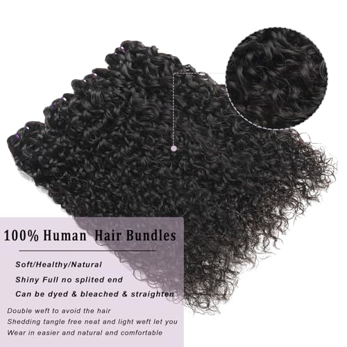 Beauty Queen 16A Water Wave Bundles Human Hair 18 20 22 Inch 100% Unprocessed Brazilian Virgin Thick Hair Weave 3 Bundles Natural Black Color
