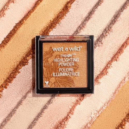 wet n wild MegaGlo Highlighting Powder, Highlighter Makeup, Shimmer Glow, Pink Rose Gold Blossom Glow