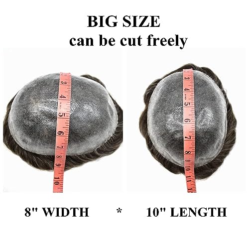 Toupee For Men Human Hair Replcement System For Mens Toupee Hair Piece PU Skin Men's Toupee Hairpieces 8X10#1B Off Black