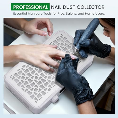 Quaferen Nail Dust Collector: Professional Dual Turbo Nail Vacuum Dust Collector with 5 Speed Powerful Dust Suction LED Display Reusable Filter for Acrylic Nail Polishing, Salon & Home