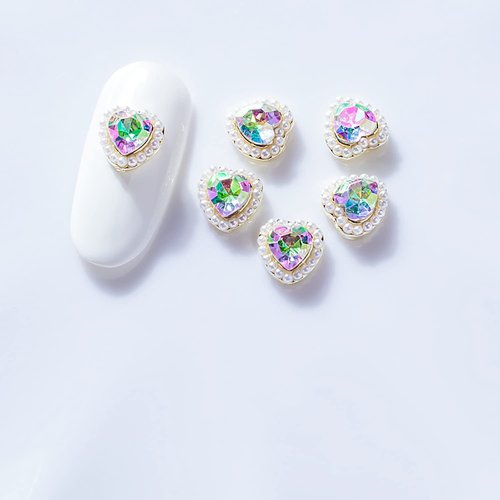 WOKOTO 20 Pcs 3D Heart Rhinestones for Nails Heart Nail Charms with Big Nail Rhinestones for Acrylic Nails Heart Nail Jewels for Nail Art Heart Charms for Nails Gems Nail Heart Crystals for Women