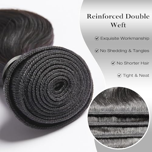 ASHINE Human Hair Bundles Body Wave Straight, Unprocessed Cambodian Raw Hair Bundles for Women Natural Black 18 20 22 Inch, Keep Soft and Silky After Multiple Washes