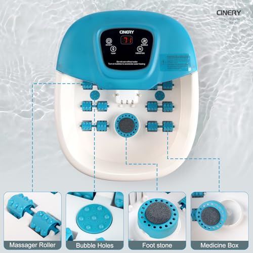 FIAHNG Foot Spa Massager with Heat, Bubbles, Vibration & Pedicure Foot Spa Massager for Feet Stress Relief