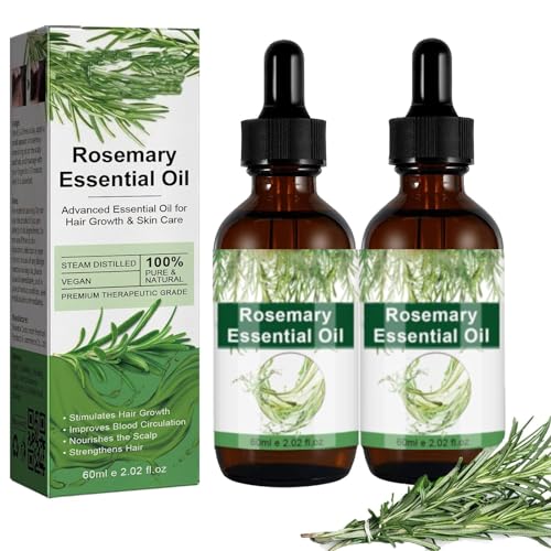 Aceite de Romero para Crecimiento y Tratamiento Capilar, Gotero para Estimular el Crecimiento del Cabello y Prevenir la Ca?da, 60ML/2.2 Fl Oz (2 Unidades)
