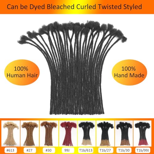 Loc Extensions Human Hair Dreadlock Extensions Human Hair Loc Extensions Dreads Extensions for Men Women Kids 0.4 cm 12 Inch 60 Strands Real Human Hair Locs 1B Natural Black Handmade Permanent Locs