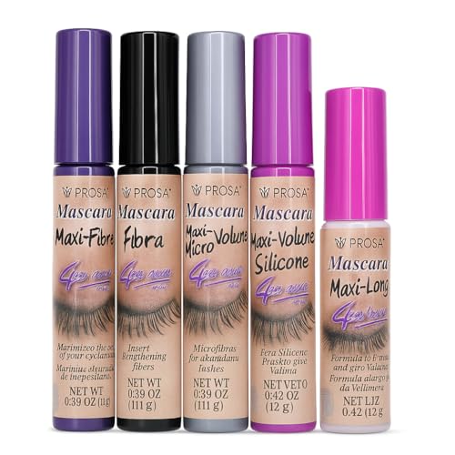 Mascara Professional Collection for Amplified Volume Complete Lash Length Deep Ebony Shade and Enduring All-Day Glamour Pack of 5