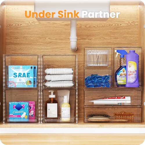 A-LuGei ¡¼????????¡½ Acrylic Stackable Drawers, 11.8" L Makeup Organizer, Bathroom Organizer and Storage, Under Sink Organizer, Plastic Storage Bins