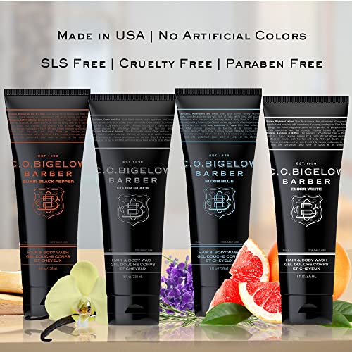 C.O. Bigelow Elixir Black Pepper Hair & Body Wash for Men, Pack of 2 Bourbon & Sandalwood Scented Men's 2 in 1 Shampoo & Body Wash, 8 Fl Oz