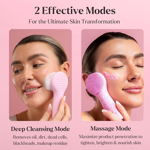 Facial Cleansing Brush - for Deep Cleansing, Gentle Exfoliating and Massaging - Waterproof and Rechargeable Face Cleanser Brush - Silicone Sonic Vibration Face Scrub Brush - Electric Face Washer