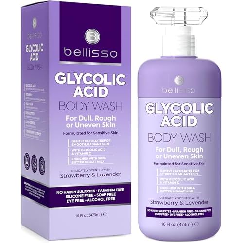 Glycolic Acid Body Wash - Exfoliating AHA Liquid Soap for Rough and Bumpy Skin - Gentle Exfoliant - Bump and Lump Eraser Formula - 16 Fl Oz