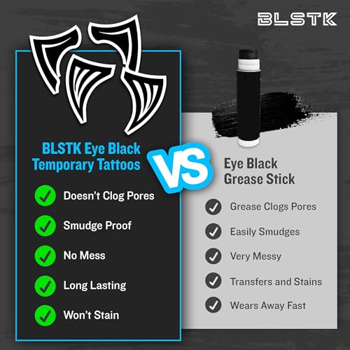 Sports Eye Black Temporary Tattoos (Cross - 6 Pack) Made in The USA No Grease, No Mess, Fast Application Eye Black Accessories for Football, Baseball, Softball, Lacrosse & More