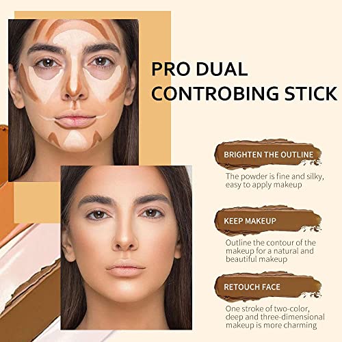 evpct 4 Colors Contour Stick Makeup Set, Cream Concealer Stick Contouring Palette Makeup Kit for Beginners, Nose Bronzer Sticks, Liquid Face Highlighter Make up contorno maquillaje, 01+03