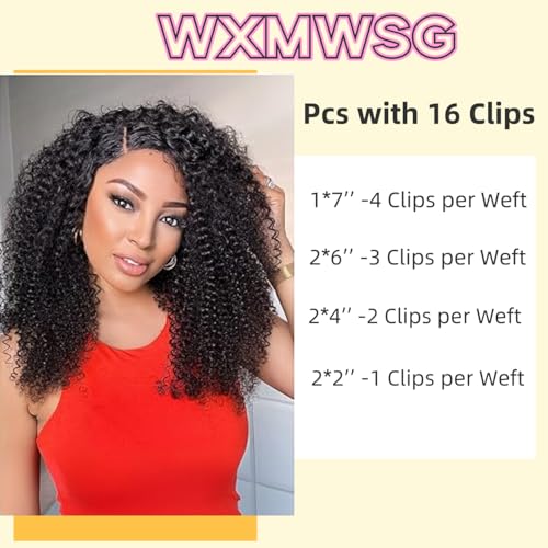 Seamless Afro Kinky Curly PU Clip in Extension Real Human hair For Women 7Pcs Seamless Clip ins Full Head 120g Natural Color 22Inch