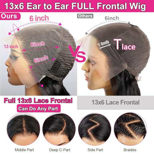 13x6 Lace Front Wigs Human Hair 200% Density Body Wave HD Lace Front Wigs Human Hair Pre Plucked Natural Color Glueless Wig 100% Virgin Lace Front Wigs for Women