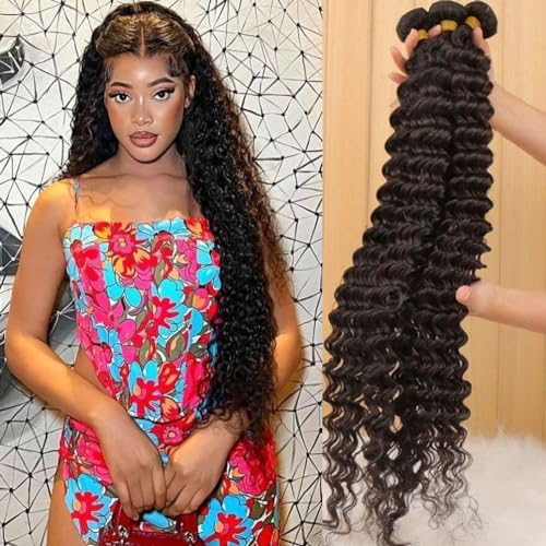 Human Hair Bundles Water Wave Brazilian Virgin £¨20 22 24 26£©12A Grade 100% Unprocessed Human Hair Extensions Water Curly Wave 4 Bundles Deals Double Weft Human Hair Natural Color for Black Women