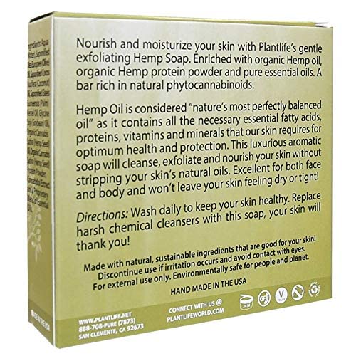 Plantlife Vegan Hemp 6-Pack Soap Bar - Moisturizing and Soothing Soap for Your Skin - Hand Crafted Using Plant-Based Ingredients - Made in California 4.5oz Bar
