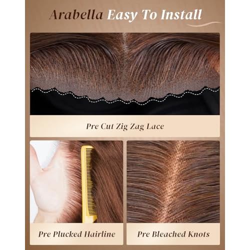 Arabella 5x6 Glueless Wigs Chocolate Brown Human Hair Wig Pre Plucked Pre Cut 210% Density Glueless Wigs 100% Human Hair 12a Pre Plucked Bleached Knots Body Wave Wig Density Drawstring Wig 20inch