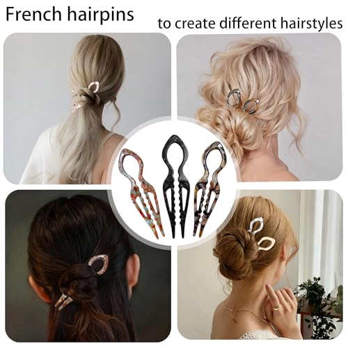 3PCS Prestige French Hair Pin for Women,French Hair Pin for Thin Thick Hair,Double-notch Locking Mechanism Anti-loosening Women Hair Accessories