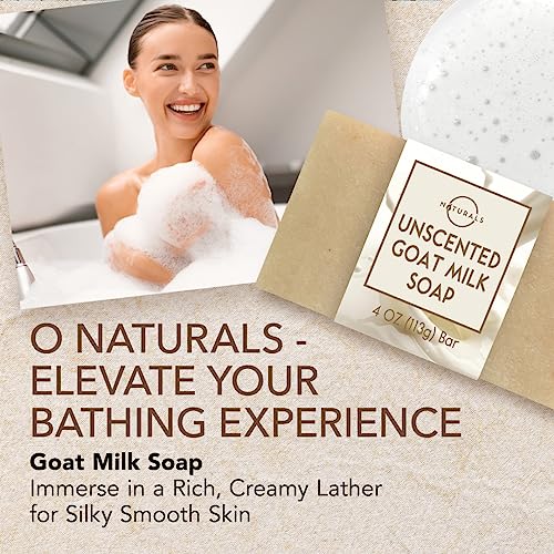O Naturals 3-Pcs Goat Milk Soap with Soap Saver Bag - Unscented, Triple-Milled, Nourishing, for Sensitive Skin