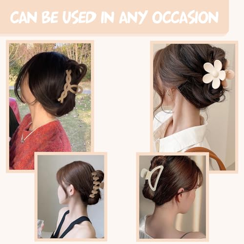 8PCS Hair Clips for Women, Flower Claw Clips for Thin Thick Curly Hair, Non-Slip Strong Hold Hair Jaw Clips, Summer Hair Accessories for Girls