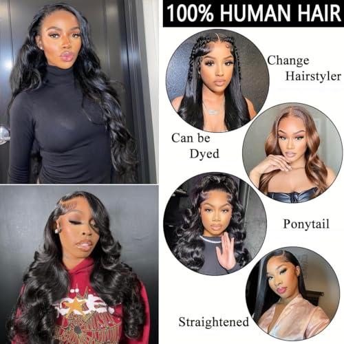 Body Wave Lace Front Wigs Human Hair 13x6 HD Lace Front Wig Human Hair Pre Plucked Glueless Wigs for Women (13x6 Body Wave, 32 inch)